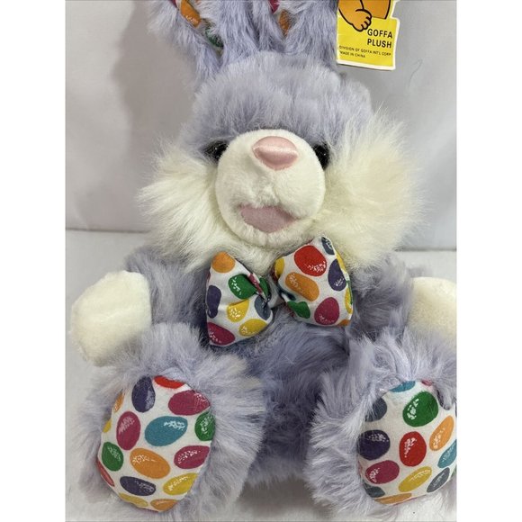 Goffa Purple Rabbit Plush Jellybean Bowtie with Tag 16 in - Picture 14 of 16